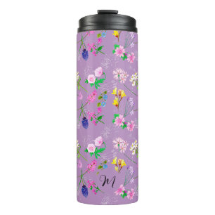 Delicate wildflowers in lilac. Custom. Thermal Tumbler
