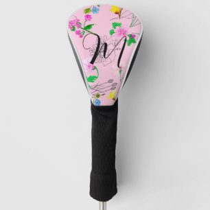 Delicate wildflowers in pink. Custom Golf Head Cover