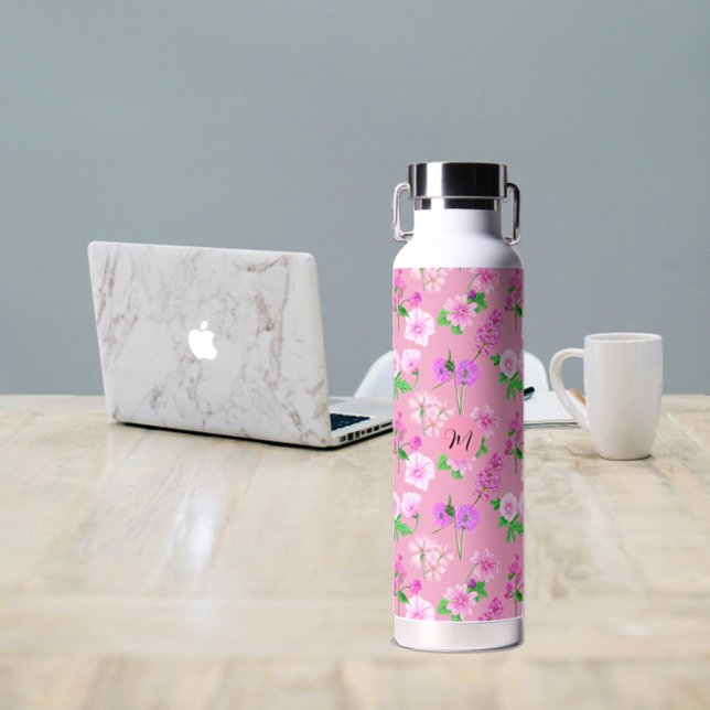 Delicate wildflowers in pink. Custom. Water Bottle (Delicate wildflowers in pink. Custom. Water Bottle
)