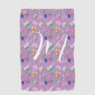 Delicate wildflowers in purple. Custom Golf Towel
