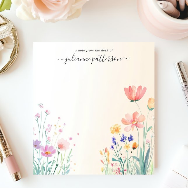 Delicate Wildflowers Meadow Personalised Name Notepad (Creator Uploaded)