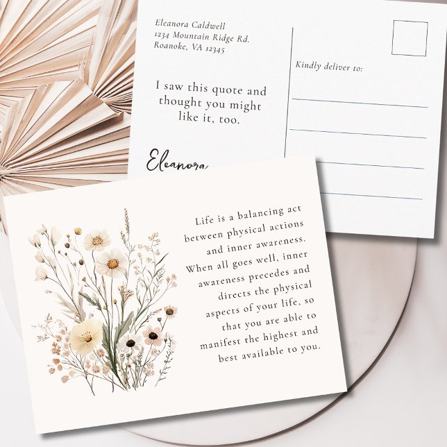 Delicate Wildflowers Motivational Quote Postcard (Delicate Wildflowers Motivational Quote Postcard)