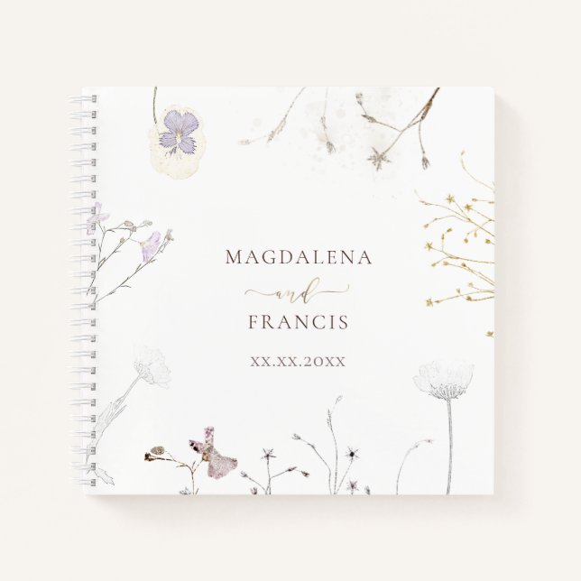 delicate wildflowers  wedding Guest Book (Front)