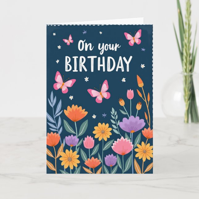 Delicate Winged Birthday Card (Front)