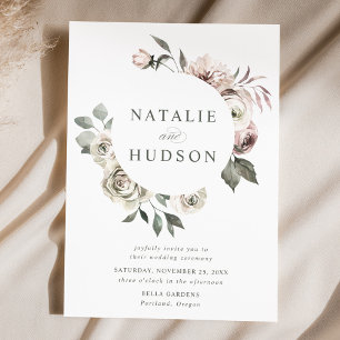 Delicate Winter Floral Frame Wedding Invitation