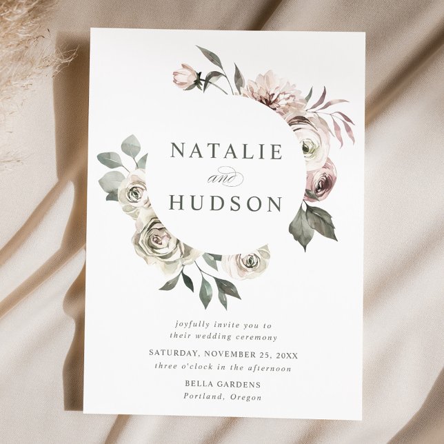 Delicate Winter Floral Frame Wedding Invitation (Creator Uploaded)