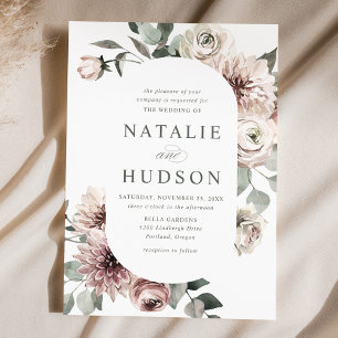 Delicate Winter Floral Frame Wedding Invitation