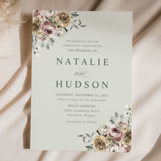 Delicate Winter Floral Wedding Invitation (Creator Uploaded)