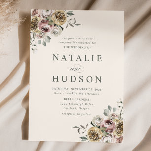 Delicate Winter Floral Wedding Invitation