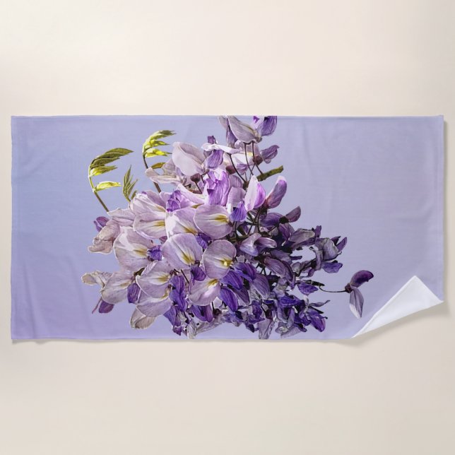 Delicate Wisteria Beach Towel (Front)