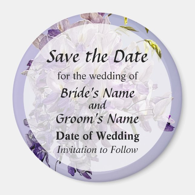 Delicate Wisteria Save the Date Magnet (Front)