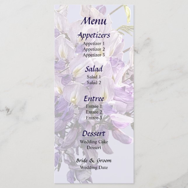 Delicate Wisteria Wedding Menu (Front)