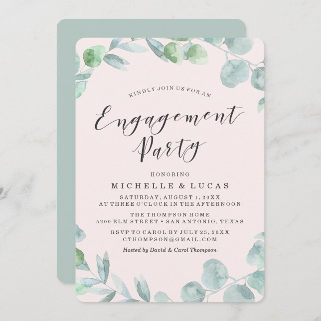 Delicate Wreath | Engagement Party Invitation (Front/Back)