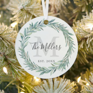 Delicate Wreath Family Christmas Ceramic Ornament