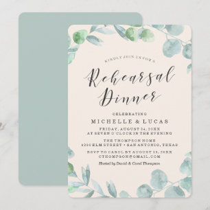 Delicate Wreath Rehearsal Dinner Invitation
