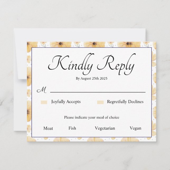 Delicate Yellow Floral  RSVP Card (Front)