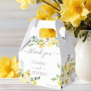 Delicate Yellow Floral Sage Green Wedding Favour Box