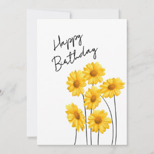 Delicate yellow flowers with long stems Birthday Holiday Card