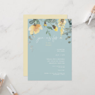 Delicate Yellow Peony Greenery Bridal Shower Invitation