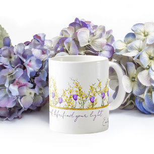 Delicate Yellow & Purple Flowers Quotes Coffee Mug