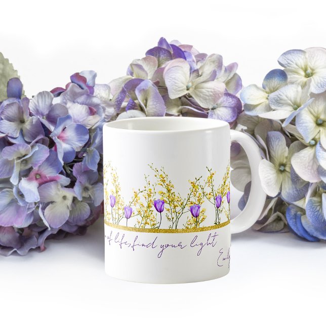  Delicate Yellow & Purple Flowers Quotes Coffee Mug (Creator Uploaded)