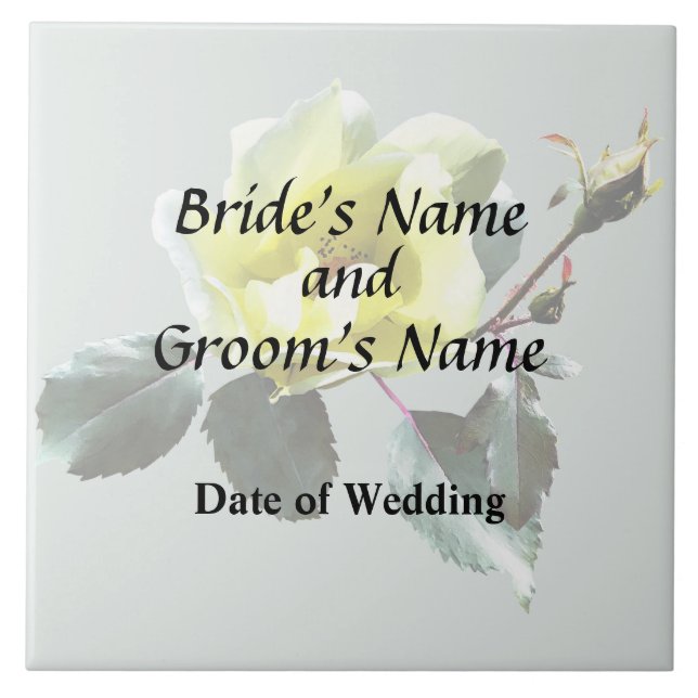 Delicate Yellow Rose Ceramic Tile (Front)