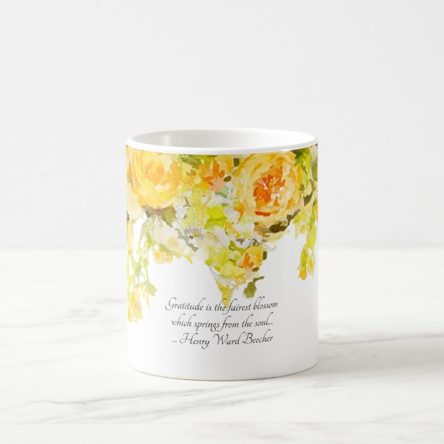 Delicate Yellow Roses Flowers Coffee Mug (Center)