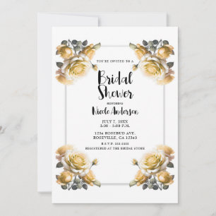 Delicate Yellow Roses Shabby Shower  Invitation