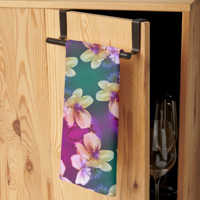 Delicate Yellow Wildflower Abstract Art Pattern    Tea Towel (Thirds Fold)