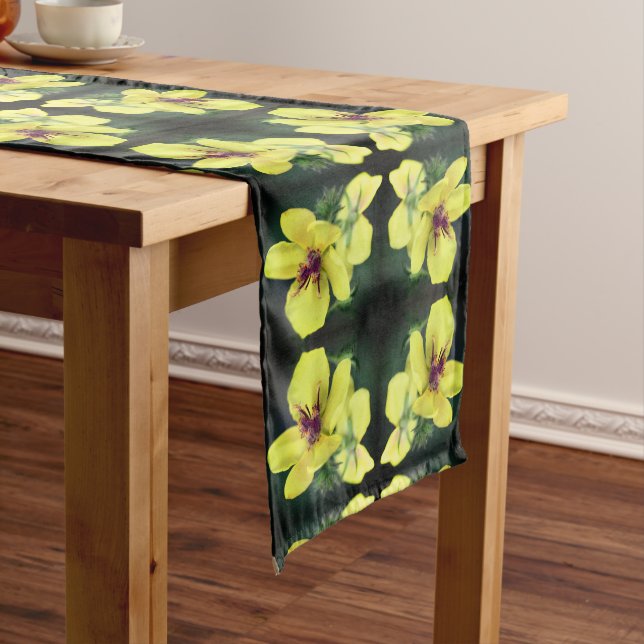 Delicate Yellow Wildflower Abstract Art   Short Table Runner (In Situ)