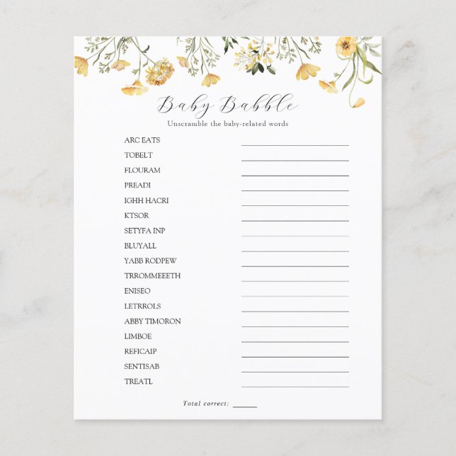 Delicate Yellow Wildflower Baby Babble Scramble (Front)