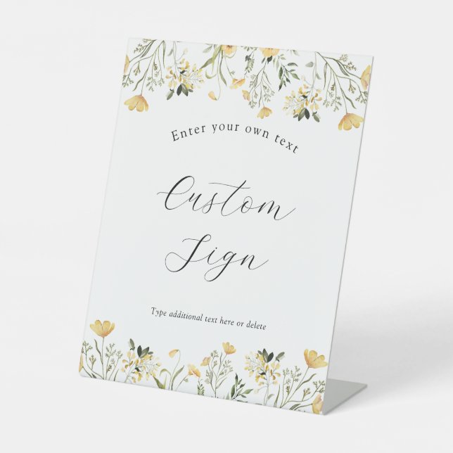 Delicate Yellow Wildflower Custom Text Sign (Front)