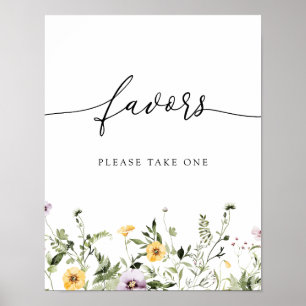 Delicate Yellow Wildflower Favours Sign