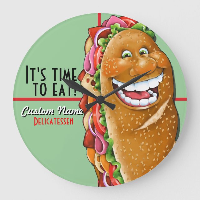 Delicatessen.Sub shop.Deli.Personalised Large Clock (Front)