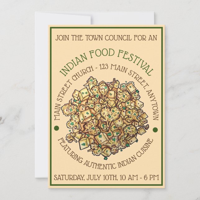 Delicious Aloo Gobi Indian Food Cauliflower Curry Invitation (Front)