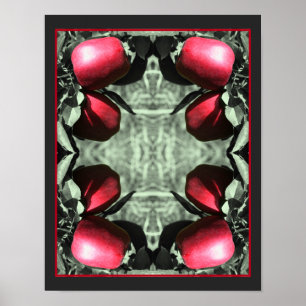 Delicious Apples On Tree Partial Colour Art Poster