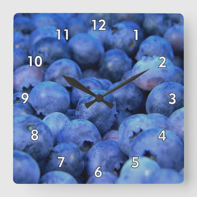 Delicious Blueberries Square Wall Clock (Front)