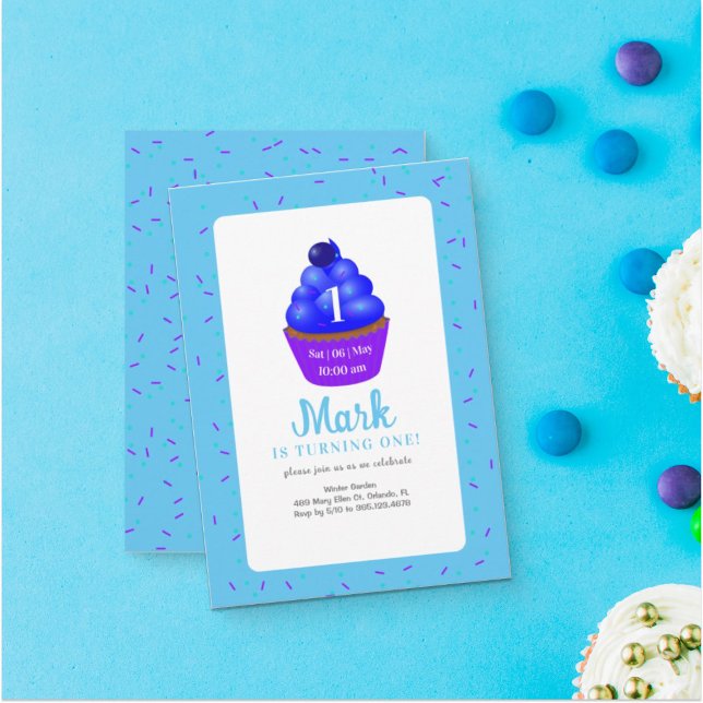 Delicious blueberry cupcake  Invitation (Creator Uploaded)