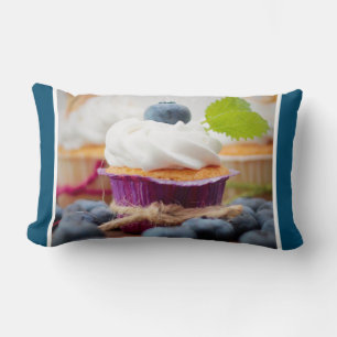 Delicious Blueberry Cupcake with Whipped Cream Lumbar Cushion