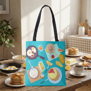 Delicious Breakfast Pancakes Eggs Coffee  Tote Bag