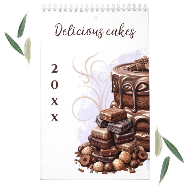 Delicious Cakes Watercolor Oblong Wall Calendar (Delicious Cakes Watercolor Oblong Wall Calendar)
