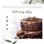 Delicious Cakes Watercolor Wall Calendar<br><div class="desc">This watercolor seasonal wall calendar will brighten your day, with 12 mouth-watering watercolor cake pictures that will sweeten up your day all year long. Makes for an ideal gift for all chocolate and cake lovers, friends, pastry shops, family and more. Easily personalise the year and all the text - Kate...</div>