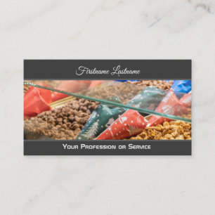Delicious candy shop with sweet roasted almonds business card