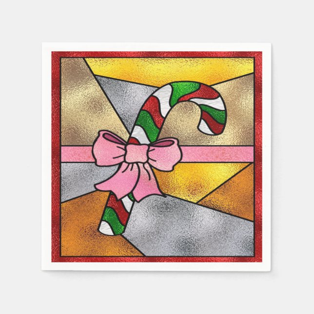 Delicious Candycane & Pink Bow Napkin (Front)