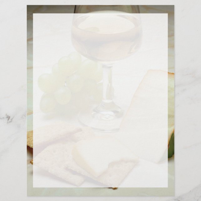 Delicious Cheese, crackers and wine glass (Front)