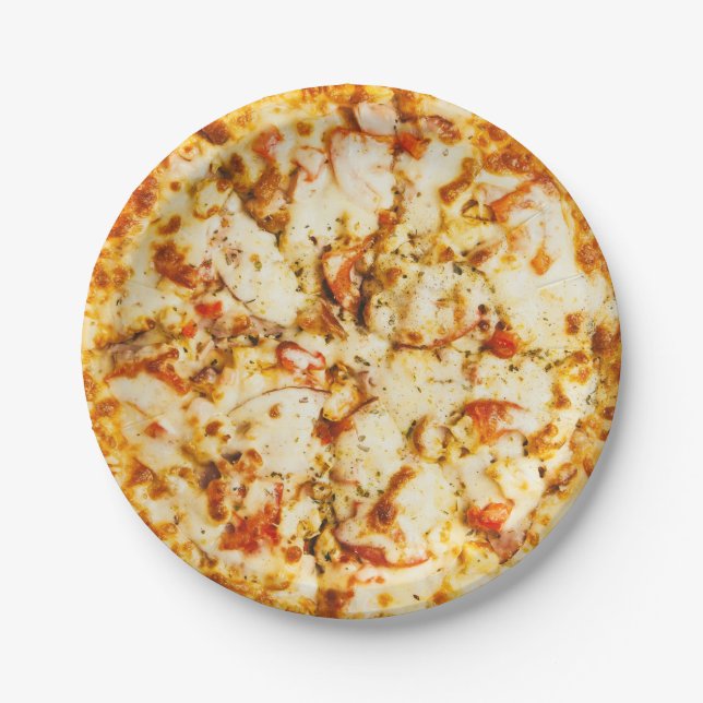 Delicious Cheese Pizza  Paper Plate (Front)