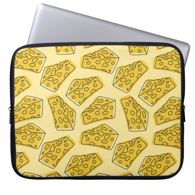 delicious cheese seamless pattern isolated in yell laptop sleeve (Front)