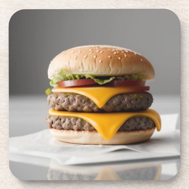 Delicious Cheeseburger on Tissues Coaster (Front)