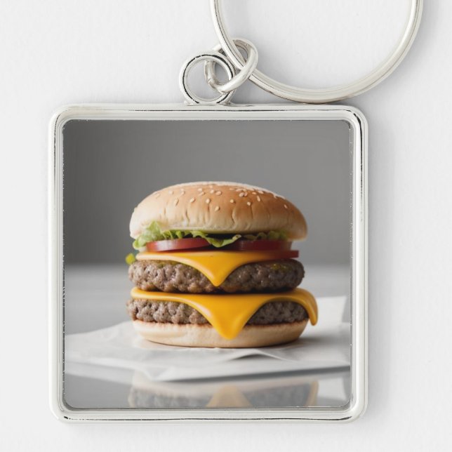 Delicious Cheeseburger on Tissues Key Ring (Front)