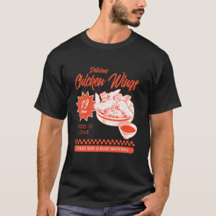 Delicious Chicken Wings (Food Statement & Retro Gr T-Shirt